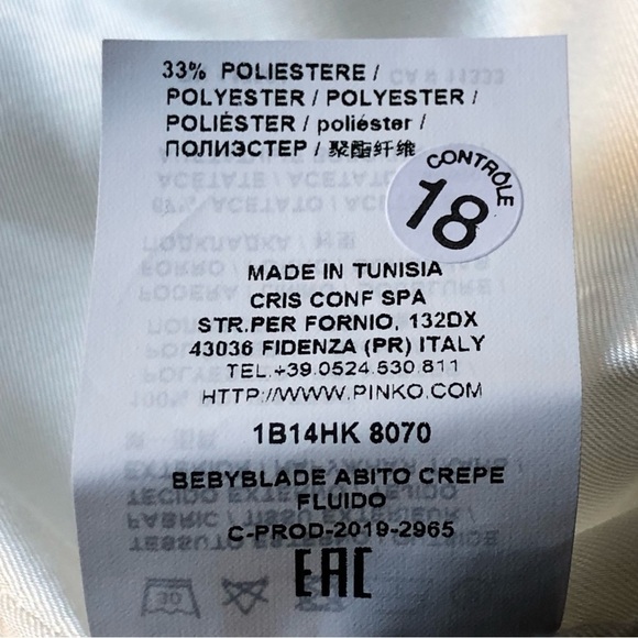 Pinko Dress BEBYBLADE Abito White Crepe Ruffle Sheath US -10 - Picture 13 of 16